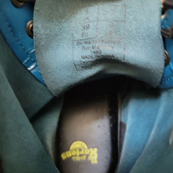 Y2K turquoise leather flower embossed Pascal combat boot dr martens docs htf - Picture 12 of 16